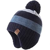 AHAHA Wintermütze Junge and Baby - Fleece-Gefüttertes Ski Beanie Kinder Strick Earflap Mütze 51CM