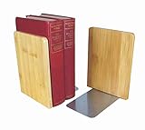 MyLibrary Buchstützen Bookends aus Holz - 2-teiliges Set: 2 Buchstützen aus Bambus mit E