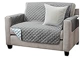 Viva Sesselschoner Sofaschoner Sesselschutz Sofaüberwurf (2-Sitzer 191 x 224 cm, anthrazit/hellgrau)