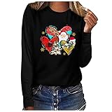 Weihnachten Damen Shirts Langarm Longshirt Damen Prime Wardrobe Damen Oberteile schulterfreie Oberteile Pullover Damen Herbst grünes Langarmshirt Damen hemdbluse Damen weiß W