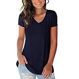 Allence Damen Bluse Fitness T-Shirt Damen Kurzarm Sommer Sport-Freizeit Top Oberteile Loose Fit Volltonfarbe Tank Top Bequem Und Atmungsaktiv Bluse H