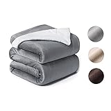 KASEEMI Sherpa Decke Anthrazit hochwertige Wohndecken Kuscheldecken, extra Dicke warm Sofadecke/Couchdecke in zweiseitig