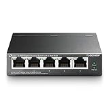 TP-Link TL-SG1005P 5-Port Gigabit PoE Switch mit 4 PoE+ Ports (65 Watt, geschirmte RJ-45 Ports,IEEE-802.3af/at, Plug-and-Play Installation, lüfterlos) Schwarz, v2.0