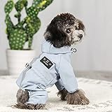 Idepet Hunde Regenjacke, Hund Wasserdichter Mantel mit Kapuze Haustier Leichte Regen Poncho mit Reflektierendem Streifen Geschirrloch für Kleine Mittlere Hunde Welpen Katzen Kätzchen (S, Blau)