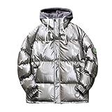 ZSYDS Winter mit Kapuze hinunterjacke, Männer kurze warme Daunenjacke Winter Bubble Mantel mit Kapuze Parka mit abnehmbarer Kapuze (Color : Khaki, Size : 3XL)