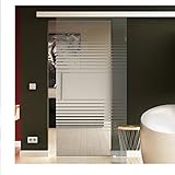Glasschiebetür 102,5x205 cm in ESG-Milchglas mit Lamellen-Dessin (L) Levidor® System komplett. Laufschiene und Stangengriffe, Schiebetür aus Glas für Innenbereich, in sehr hochwertiger Q
