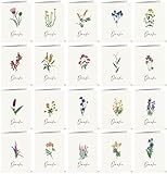 20 Dankeskarten mit 20 verschiedenen Wildblumen auf der V