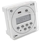 Heschen Digitaler LCD-Timer, programmierbar, CN101A, DC12V, 16A, SPST mit wasserdichter Abdeckung, Weiß