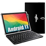 Tablet 10 Zoll Android 10,FEONAL 4G LTE Tablet PC Mit 2 SIM Slot 4GB RAM 64GB ROM 128GB TF Mit Tastatur Maus Stift OctaCore 1080P FHD Face ID 6000mAh 13 MP Kamera Bluetooth WiFi GPS OTG-Schw