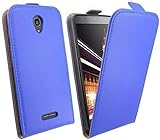 ENERGMiX Handytasche Flip Style kompatibel mit Alcatel Pop 4 (5051D) 5.0 Zoll in Blau Klapptasche Hülle Flip-C