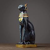 Ägyptische Katze Harz Statue Handwerk Vintage Wohnkultur Moderne Vintage Bastet Göttin Gott Pharao Figuren Statue für Tischschmuck Geschenk, Wohnzimmer Weinschrank Veranda Schlafzimmer Z