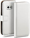 moex Klapphülle für Samsung Galaxy S7 Hülle klappbar, Handyhülle mit Kartenfach, 360 Grad Schutzhülle zum klappen, Flip Case Book Cover, Vegan Leder Handytasche, Weiß