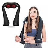 Nackenmassagegerät mit Wärmefunktion,Elektrisch Massagegerät mit 3D-Rotation für Schulter Rücken und Taille, Vibration Massagekissen mit Einstellbaren Geschwindigk