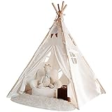 Tacobear Tipi Zelt für Kinder Tippi Kinderzelt Spielzelt mit Lichterkette Feder Prinzessin Castle Tragbare Groß Tipi Spielzelt Kinderzelt Kinderzimmer Spielhaus Indianerzelt fü