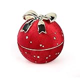 No-brand Rund Bogen Schmuck-Kasten-Organisator Corduroy for Reisen Hochzeit, Speicher-Paket-Kasten for Ringe, Ohrringe, Ketten Geschenk for Mädchen Mutter Frauen (Color : Red, Size : Ring)