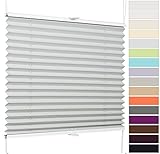 etusimo Klemmfix Plissee Rollo Faltrollo nach Maß | Breite 20-130 cm | Höhe 30-250 cm | Klemmträger Montage ohne Bohren | Sonnenschutz Blendschutz (Breite 110,1-120 cm x Höhe 100,1-150 cm, Hellgrau)