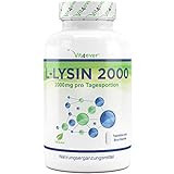 L-Lysin 2000 - 365 Tabletten - 1000 mg pro EINER Tablette - Aus pflanzlicher Fermentation - Laborgeprüft - Ohne unerwünschte Zusätze - Hochdosiert - Veg