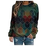 WWricotta Langarmshirt Damen Gemustert - Arbeits Tshirt Damen Comfy Hoodie DüNne Pullover Damen Funktionsshirt Damen Langarm Damen Pullover Elegant Festliche Blusen D
