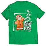 lepni.me Männer T-Shirt Merry Christ Mask! Lustige Quarantäne-Weihnachtskekse für den Weihnachtsmann (3XL Grün Mehrfarben)