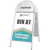 Displaylager - Sehr Wetterfester Kundenstopper EXPO Gotik in Stahl A1 Beidseitiger Plakatständer für 2x DIN A1 Plakate mit Entspigelten APET Frontp