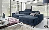 HUIJK Ecksofa Schlafsofa Polyesterstoff Blau Ottomane R