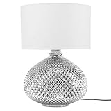 Beliani Trendy Tischleuchte silberfarbenes Glas Poly-Baumwolle M