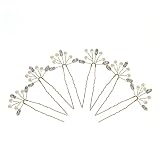 Kristall Brautschmuck, 6 Stück U-förmig Perlen und Blumen Silber Haarnadel Hochzeit Haarschmuck Braut Haarkamm Haarspange Braut Kopfschmuck Stirnband für die Braut Brautjungfer Frauen und M