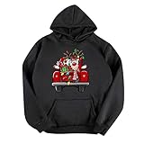 NHNKB Hoodie Damen Weihnachten Sweatshirt Pullover mit Kapuze Christmas Hooded Kapuzenpullover Xmas Pulli Sw