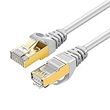 Amazon Brand - Eono Cat 7 Ethernet Kabel, 10Gbit/s 600Mhz Netzwerkkabel Patchkabel S/FTP mit Vergoldeter RJ45 für Router, Modem, Switch, Xbox One, PS5, PS4, TV (White, 10M/33FT)