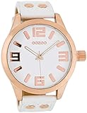 Oozoo Armbanduhr Basic Line mit Lederband 47 MM Rose/Weiß/Weiß C1150