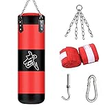 ALINILA Boxsack Punchingsäcke Vierpunkt-Stahlkette,Punching Bag,(Keine Füllung) Boxhaken Kick Bag für Boxtraining Fitness Sandsack,MMA Training,Passend für Kinder Erw