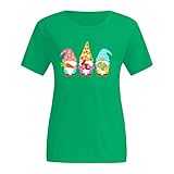 NHNKB Damen-Tops, Ostern, kurzärmelig, Freizeitmode, grün, XXXXL