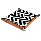 Valet Tray Leder Organizer schwarz und weiß Geometrisch Wellendruck Controller Schlüssel Uhren Münzen Schmuck Aufbewahrungsbox für Nachttisch Kommode Schreibtisch Zuhause Küche Bü
