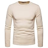 T-Shirt Herren Übergröße Plus Samt Rundhals Langärmeliges T-Shirt Einfarbiges Frühlings Und Herbst Mode Einfarbig Klassisches All-Match Herren Sw