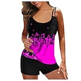 Riou Tankinis Damen Bauchweg Große Größen Push Up Tankini Oberteil Set Soild Grosse Grössen mit Bügeln Frauen Sommer Slim Fit Sport Sexy Bikini Für Beach Surfen Bademode Swimwear (XL, Grün)