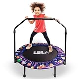 36 Zoll Kinder Trampolin mit verstellbarem Haltegriff Belastung|Handlauf und Gepolsterter Sicherheitsabdeckung Mini Faltbares Bungee Rebounder Trampolin für Indoor/Outdoor (Lila)