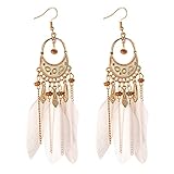 HJUNW Femmes Faux Plume Boucles D'oreilles Bohème Fringe Gland Longue Goutte Dangle Boucles D'oreilles Ensemble Avec Dream Catcher Design Pour Femmes Filles,b