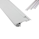 B-WARE - T-STA 30° LED Alu Treppenprofil Treppenwinkel Profil Stufen weiss + Abdeckung Abschlussleiste Fliesen für LED-Streifen-Strip 2m milky