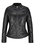 Damen Echtlederjacke Schwarz 100% Lammfell Lässige Mode Biker Style L-MVP (EU 40)