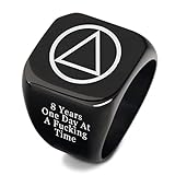 Inspirierende Nüchternheit Geschenke für Männer Frauen Edelstahl Personalised nüchtern Genesen Siegelring Anonyme Alkoholiker Sucht Genesung Jahrestag Band Fingerring, Größe 9