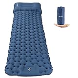 Isomatte Camping Selbstaufblasbare mit Fußpresse Pumpe, Memory Foam Kissen Campingmatratze 195*65*8cm Ultraleichte Schlafmatte Feuchtigkeitsbeständige für Wandern, Reisen, Backpacking und S
