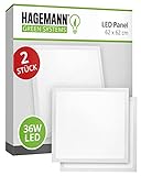 HAGEMANN® 2 x LED Panel Rasterleuchte 62x62cm 36 Watt 4140lm Lichtpanel für Odenwalddecke Kassettendecke Rasterdecke Systemdecke Armstrongdeck
