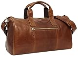 Gusti Reisetasche Leder - Hall Sporttasche Boardtasche Umhängetasche Ledertasche Reisegepäck Handgepäck Travel Bag Weekender Braun 25L Damen H