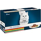 PURINA GOURMET Perle Erlesene Streifen Katzenfutter nass, Sorten-Mix, 60er Pack (60 x 85g)