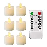 Huaxingda 6 braune elektronische Schwingkerzen mit Fernbedienung, Timer, batteriebetriebene Kerzen, Geschenk-Set, LED, echte flammenlose Kerzen für Hochzeit, Festival, Dekoration, Valentinstag