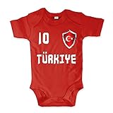 net-shirts Organic Baby Body mit Türkei Turkey Türkiye 02 Aufdruck Fußball Fan WM EM Strampler - Spielernummer wählbar, Größe 03-06 Monate-Spielernummer 01