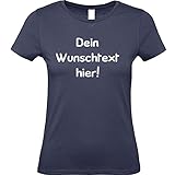 Shirt-Panda Damen T-Shirt mit Wunschtext Wunschdruck · Brust und oder Rücken Druck Personalisiert Personalisierbar Sprüche Anpassen Women Wunschname Frauen Dunkelblau M