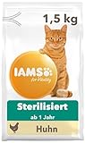 IAMS for Vitality Sterilised Katzenfutter trocken - Trockenfutter für sterilisierte / kastrierte Katzen ab 1 Jahr, 1,5 kg