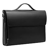 Leathario Herren Echtleder Aktentasche Ledertasche Laptoptasche für Business Vintage Schw