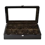 HMEILI 12 Slots Neuheit Holz Watch Boxen Display Gehäuse Glas Top Verriegelungsuhr Lagerung Organizer for Männer U